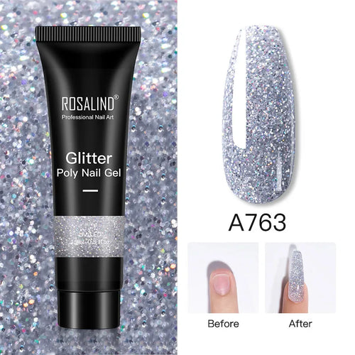 Rosalind Clear/Nude/Champagne Silver Poly Nail Gel Glitter Quick
