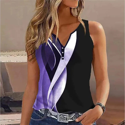 European and American Cross Border New Women's V-neck Abstract Print