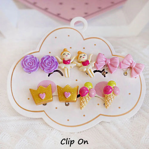 Strong Magnetic Children Clip on Earrings for Girls Non Piercing