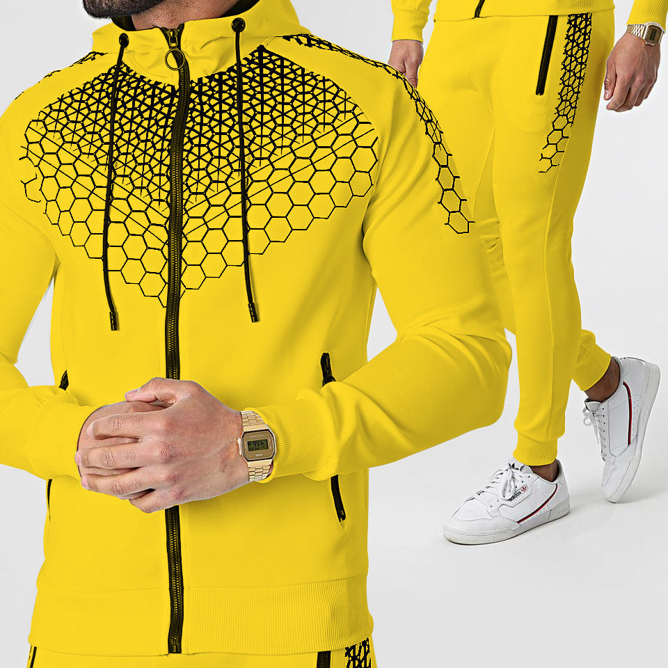 Amazon New European And American Hooded Sportswear Men's Jacket Casual Trousers Suit Foreign Trade Source Factory Direct Supply