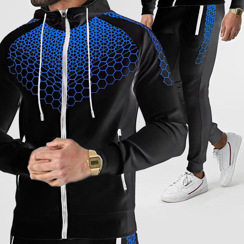 Amazon New European And American Hooded Sportswear Men's Jacket Casual Trousers Suit Foreign Trade Source Factory Direct Supply
