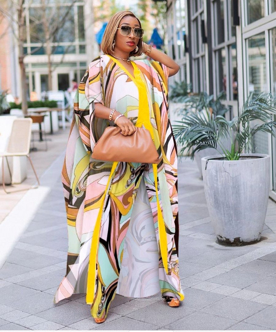 African Color Fashion Suit Dress And Pants