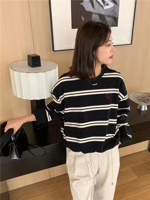 American Retro Striped Sweater For Women