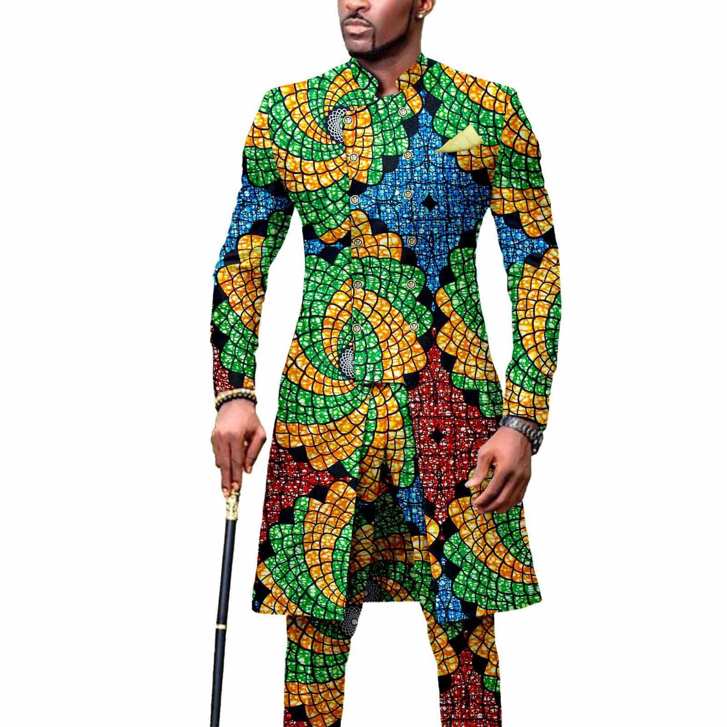 African Men's Slim Fashion Two Piece