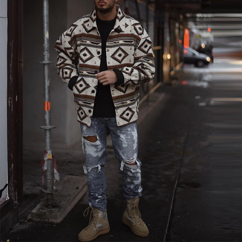 Youth Lapel Fashion Print Jacket