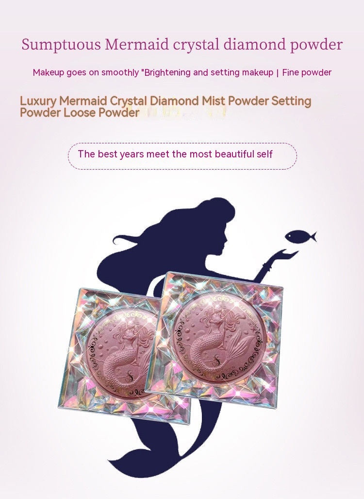 Mermaid Bright Crystal Mist Powder Finishing Loose Powder Waterproof Concealer Oil Control Powder
