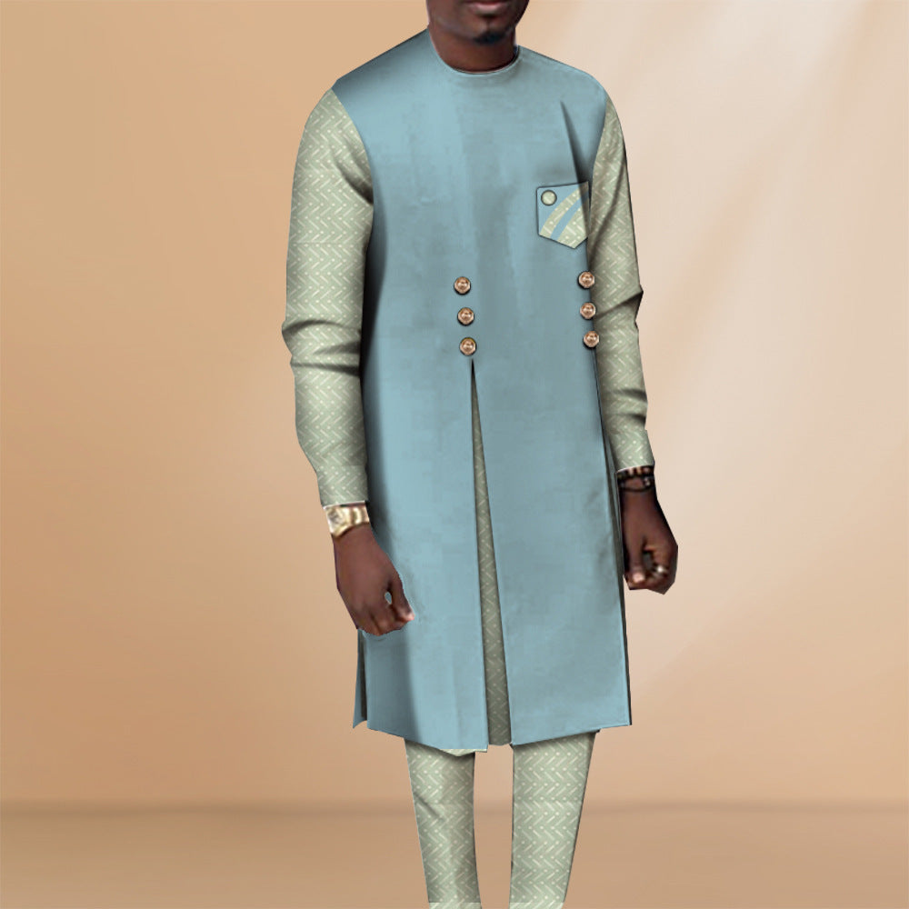 African Casual Men's Shirt And Pants Tribal Robe Clothing