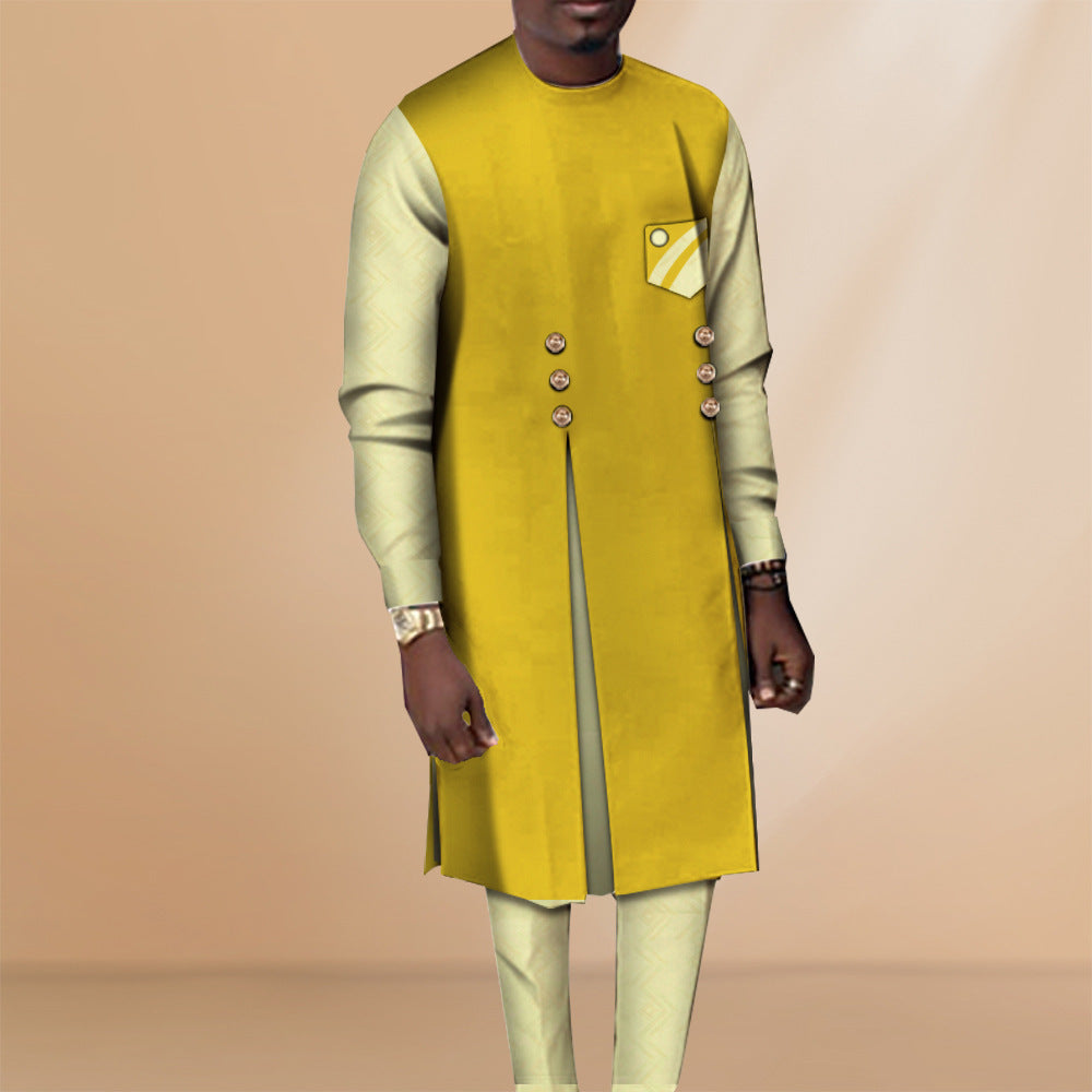 African Casual Men's Shirt And Pants Tribal Robe Clothing