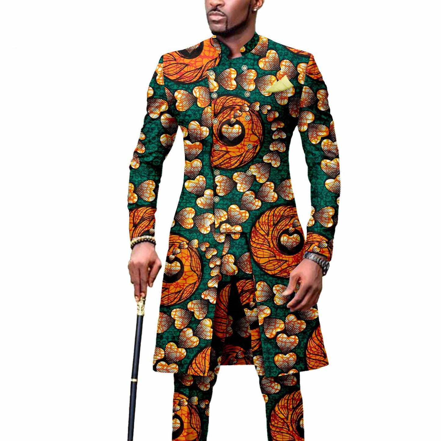 African Men's Slim Fashion Two Piece