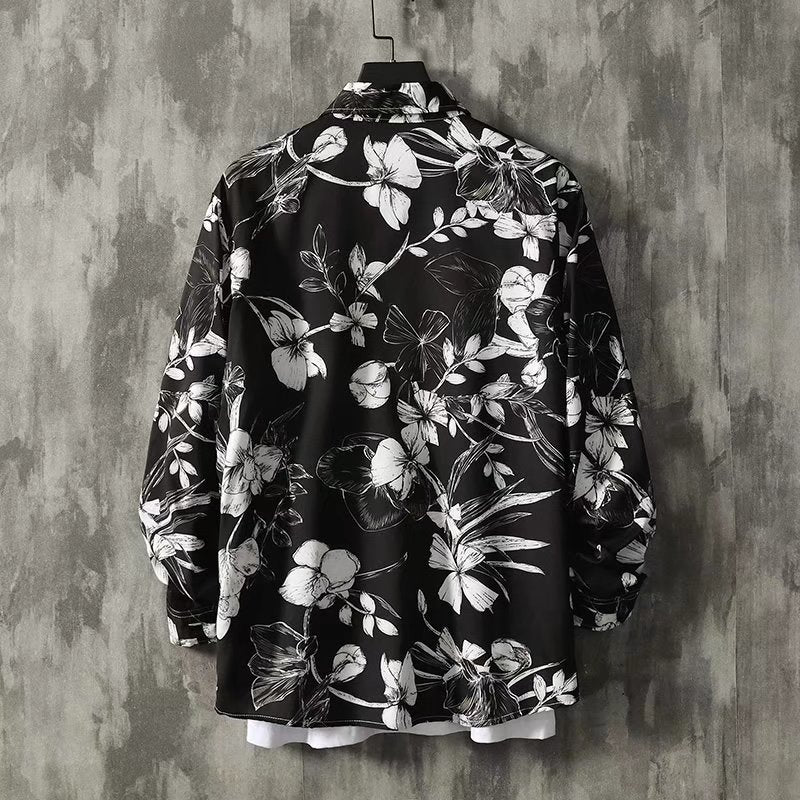 Ruffian Handsome Long-sleeved Floral Shirt Men's Casual Loose Trend
