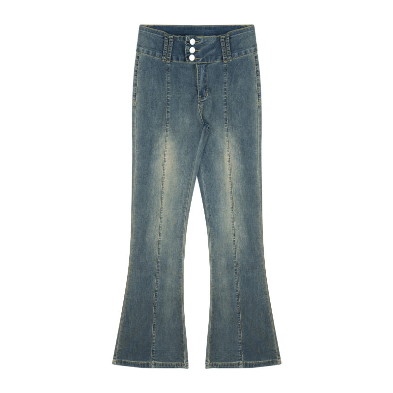 Women's Fashion Personality Blue Retro Stretch Jeans