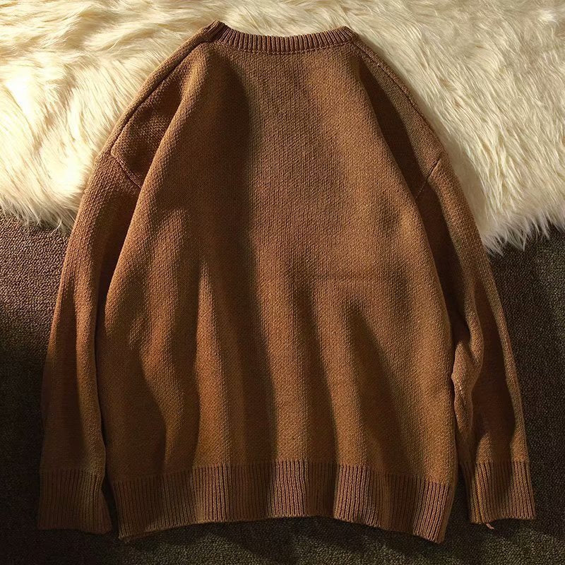 Retro Streetwear Knitted Pullover Autumn And Winter Loose Thick Warmth Hip-hop Pullover Men's Shirt