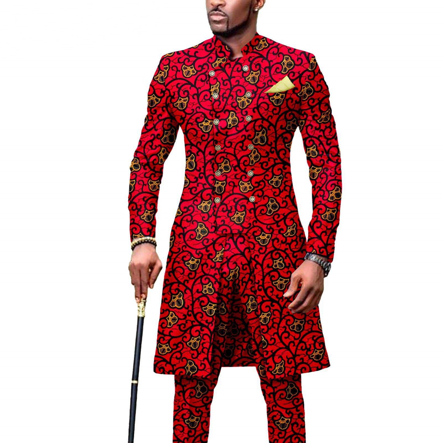 African Men's Slim Fashion Two Piece