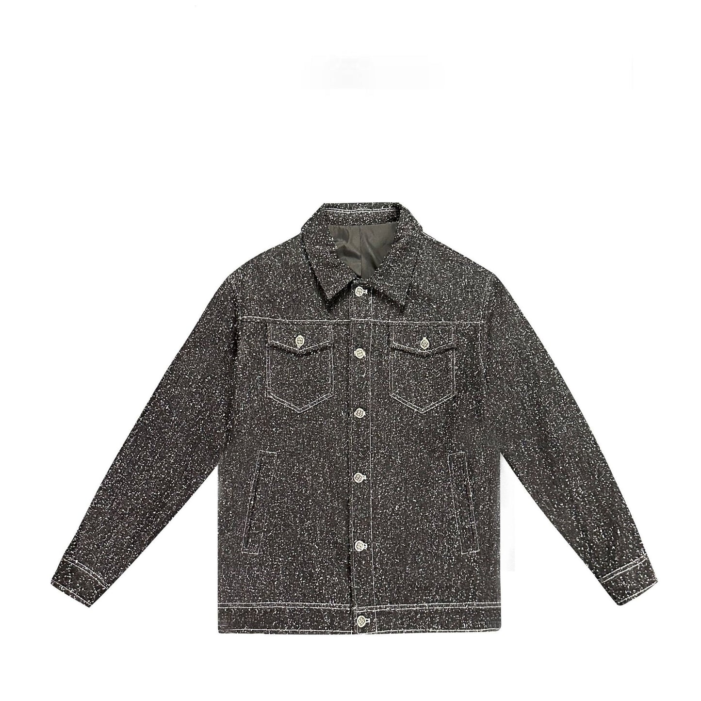 Machine Embroidery Lapel Casual Jacket Cardigan American Coat