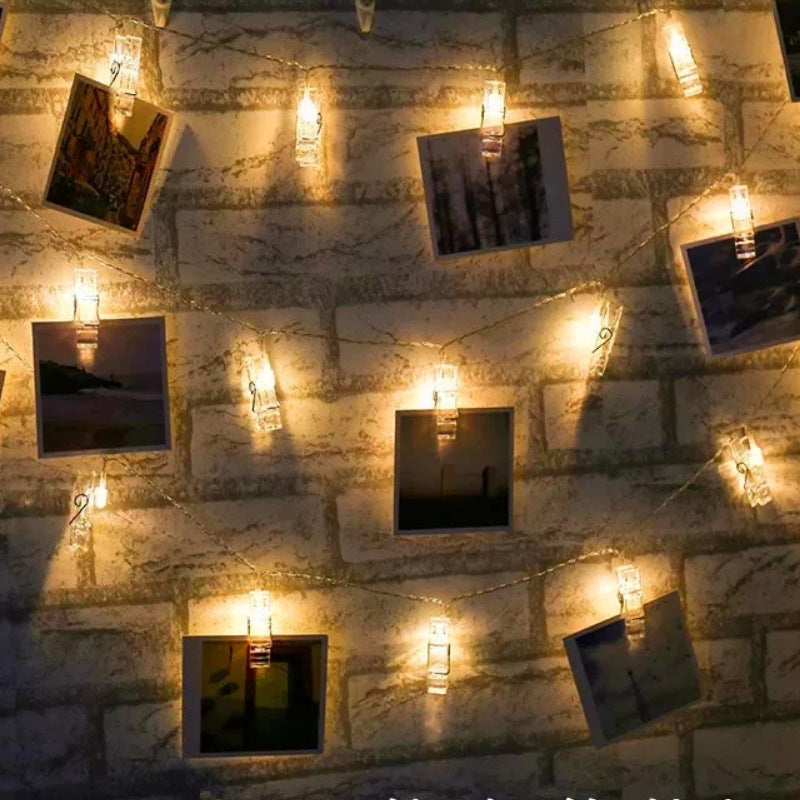 Led Photo Clip Lamp String Remote Control Battery Box Lamp Romantic Layout Dormitory Room Photo Wall Decorative Lights