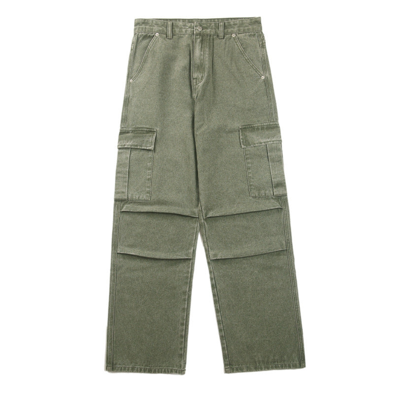 Knee Pleated Design Leisure Cargo Trousers Men