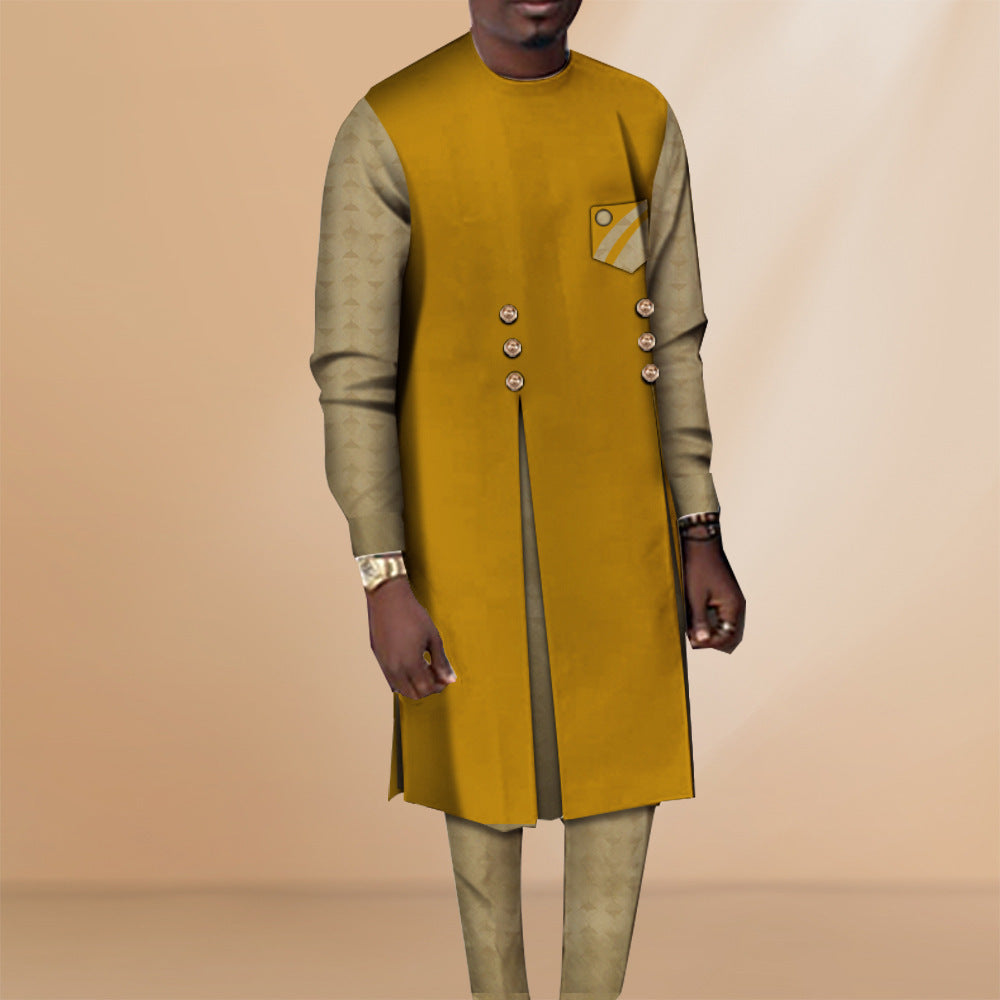 African Casual Men's Shirt And Pants Tribal Robe Clothing
