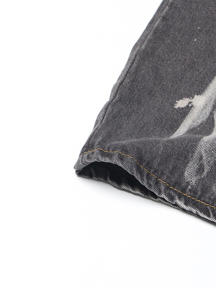 Retro Tie-dyeing Gradient Washed-out Jeans Woman