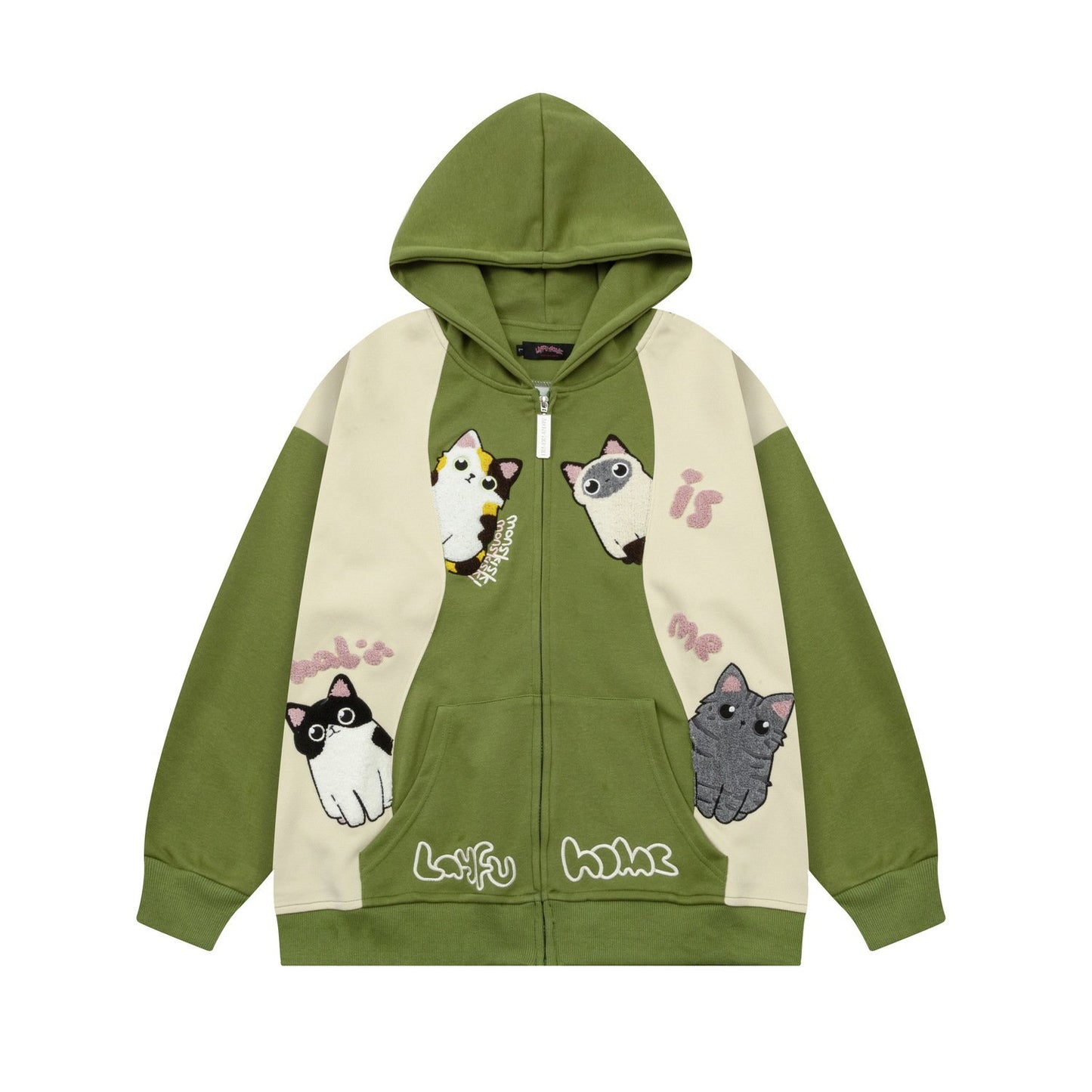 American-style Retro Cat-haunts Cardigan Hoodie Men's And Women's Couples Loose Casual All-match Jacket