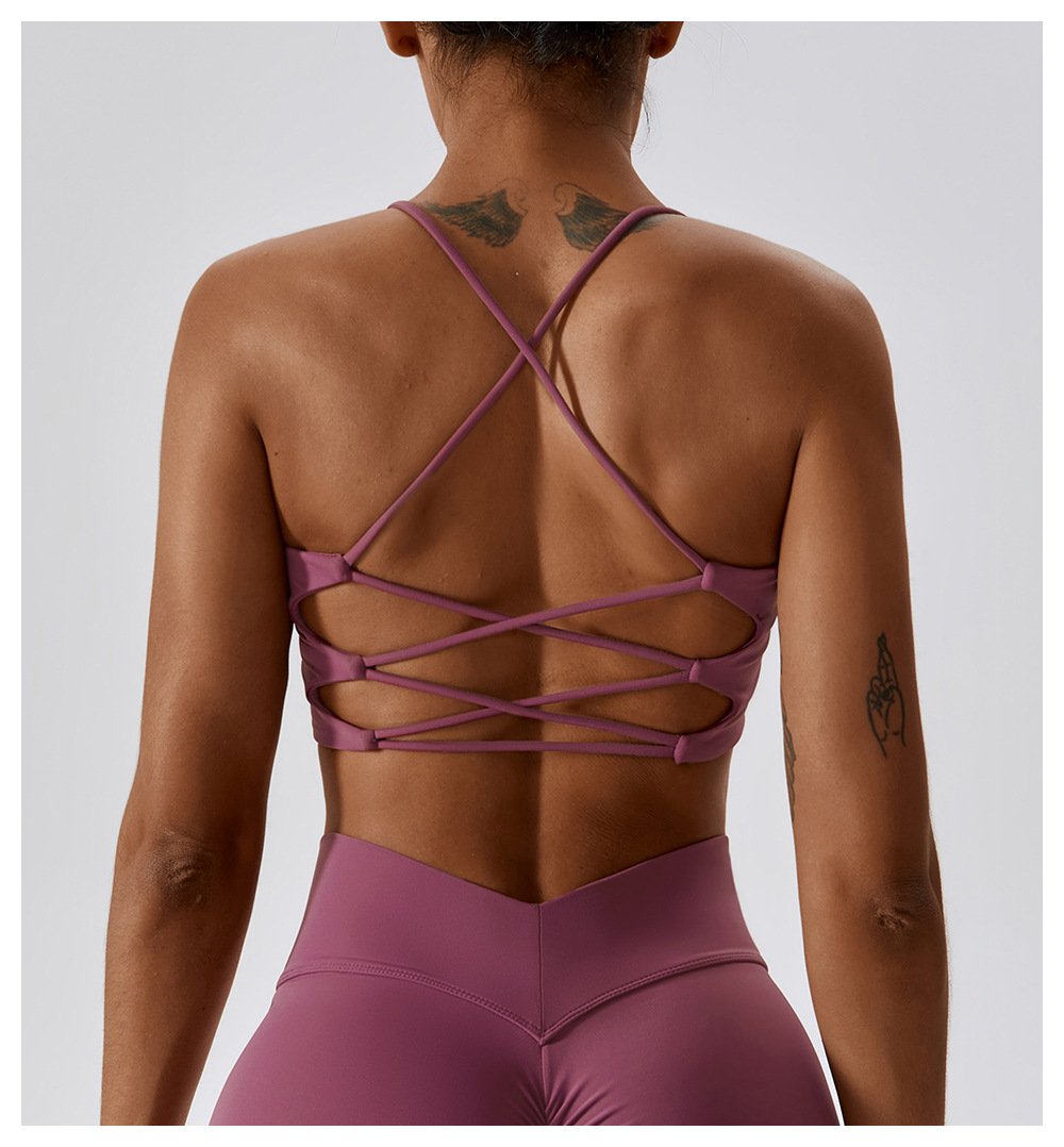 European And American Summer Shockproof Naked Yoga Bra Outer Wear Running Fitness Sports Underwear Beauty Back Yoga Vest 8233