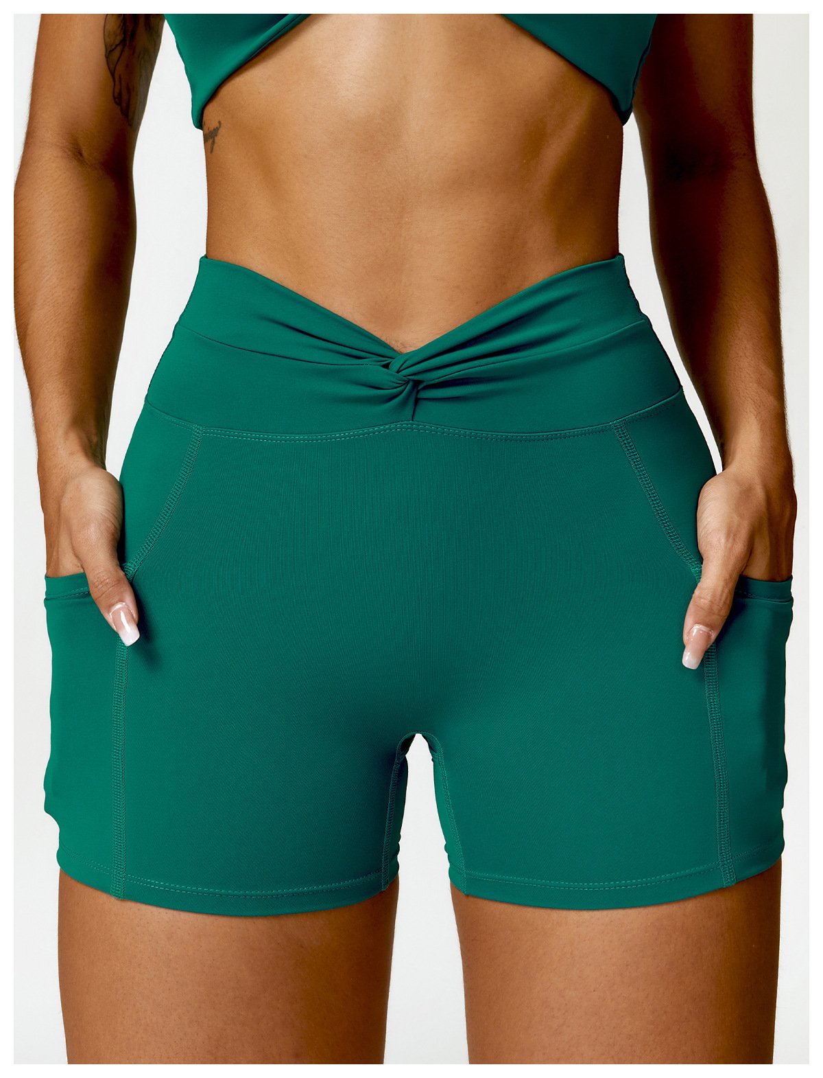 Pocket Naked Tight Yoga Shorts Casual Outer Wear Running Shorts Women's Hip Fitness Pants 8528