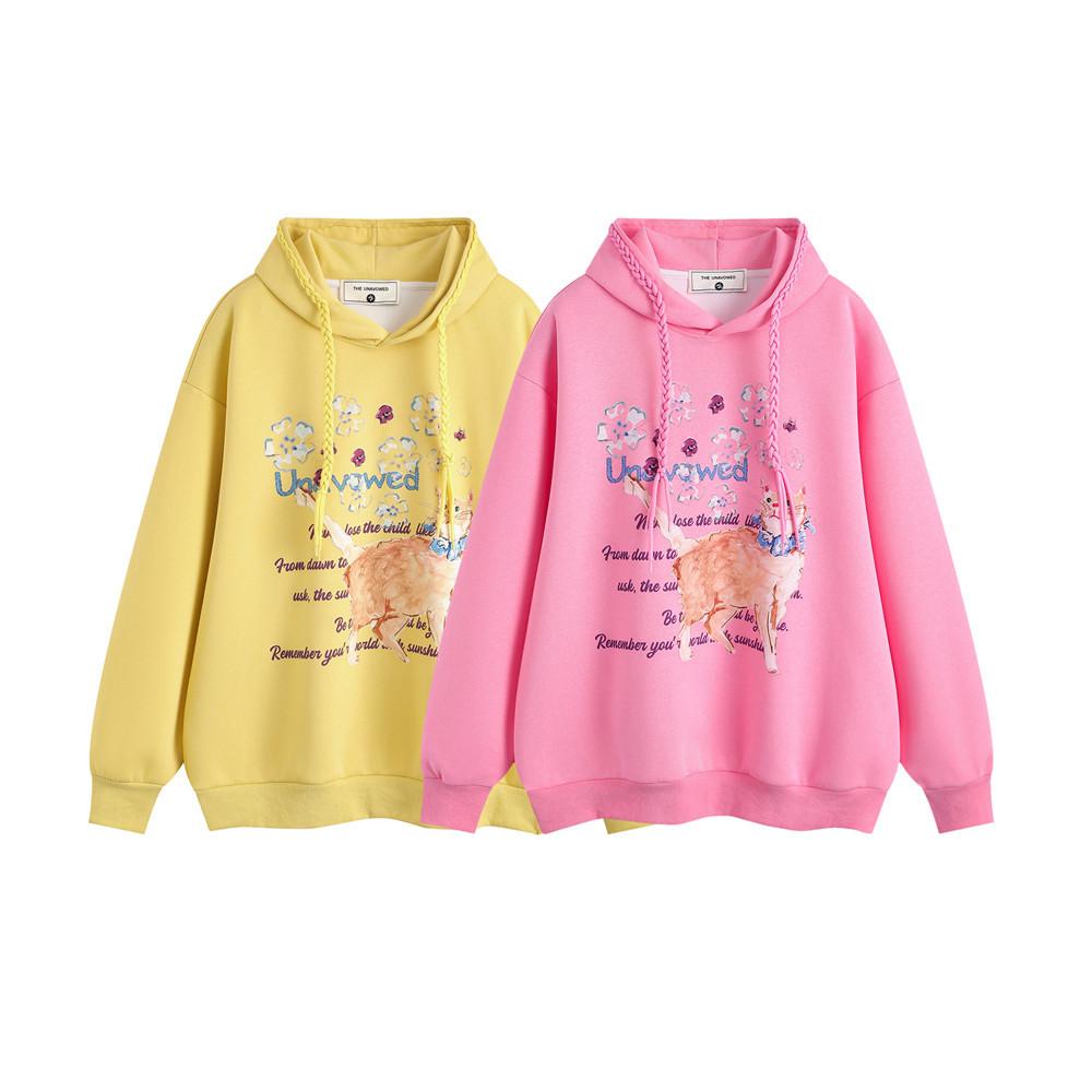 Animal Kitten Printed Loose Pullover Sweater High Street Fashionable Autumn And Winter Style Casual Long Sleeve Cartoon Hoodie For Men And Women