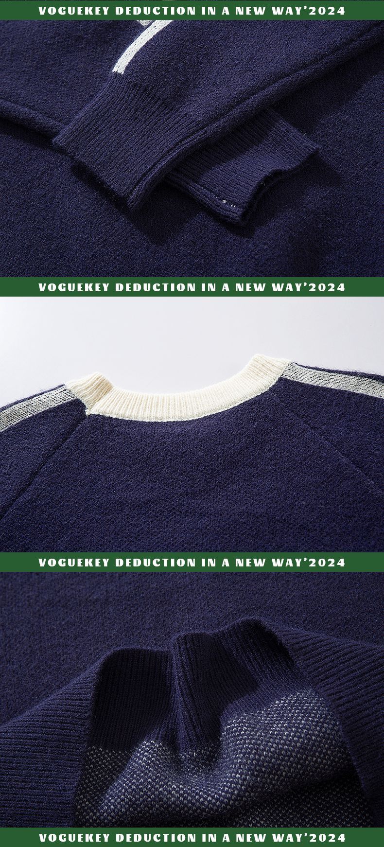 Hip-Hop Retro Hiphop Color Contrast Three Bars Sports Top American Fashion Brand Couple Casual Sweater