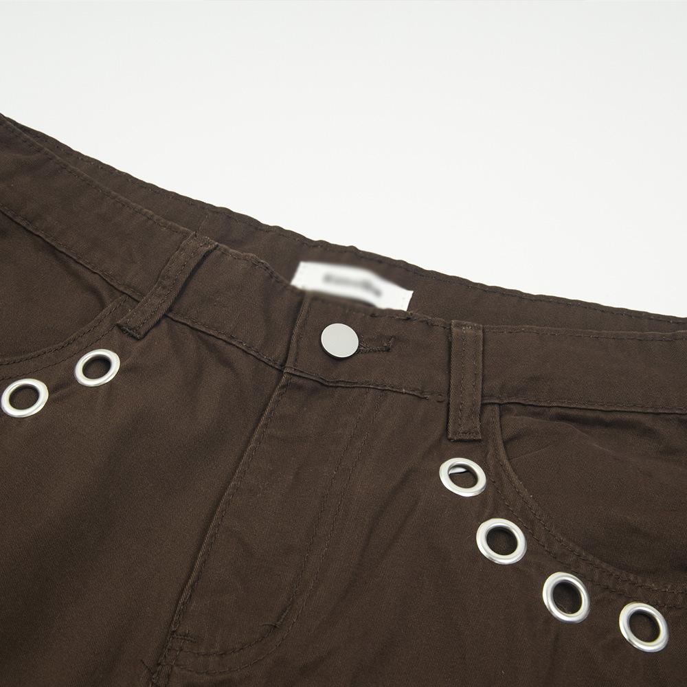 Vibe Fashion Brand High Street Loose Wide Leg Workwear Trousers Men's And Women's Casual Rock Metal Design Sense Straight Pants