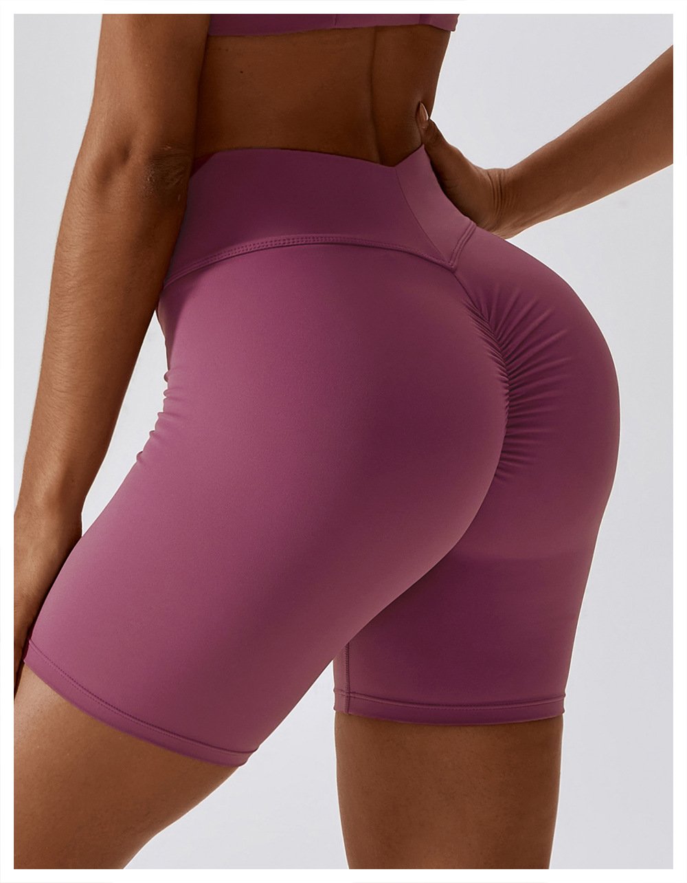 European And American Naked Tight Yoga Shorts Women's High Waist Hip-lifting Fitness Pants Running Tight Sports Shorts 8233