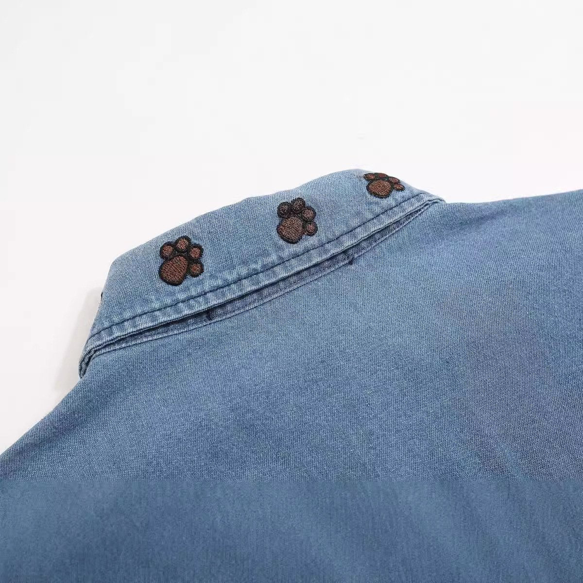 American Style Retro Fun Cartoon Embroidered Denim Long-sleeved Shirt Jacket Loose Casual All-match Couple