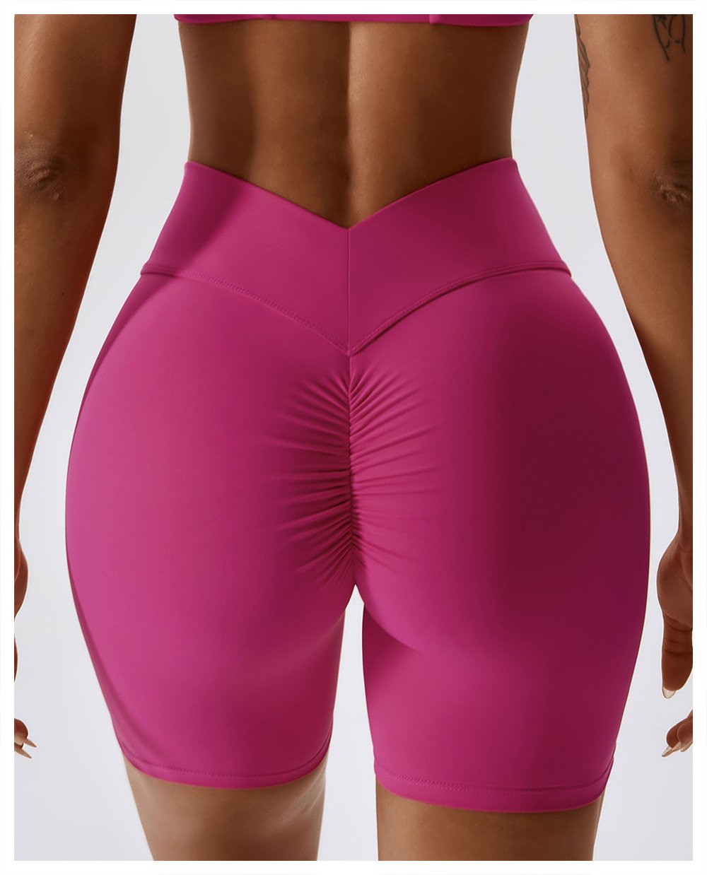 European And American Naked Tight Yoga Shorts Women's High Waist Hip-lifting Fitness Pants Running Tight Sports Shorts 8233