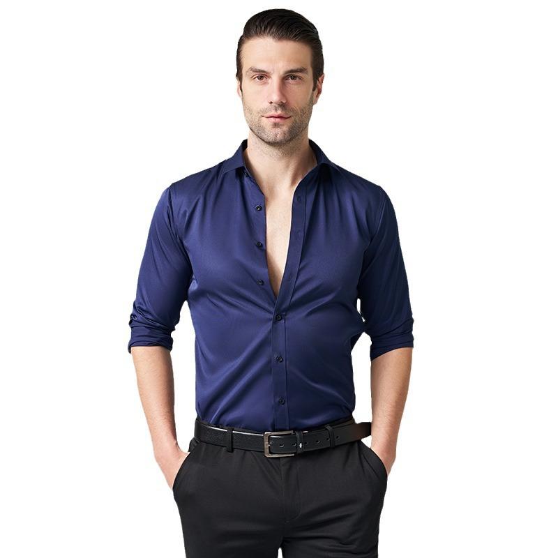 Men's Shirt 2024 New Business Casual Shirt Men's Top Long Sleeve All-match Ruffian Handsome High-end Summer Men's Wear