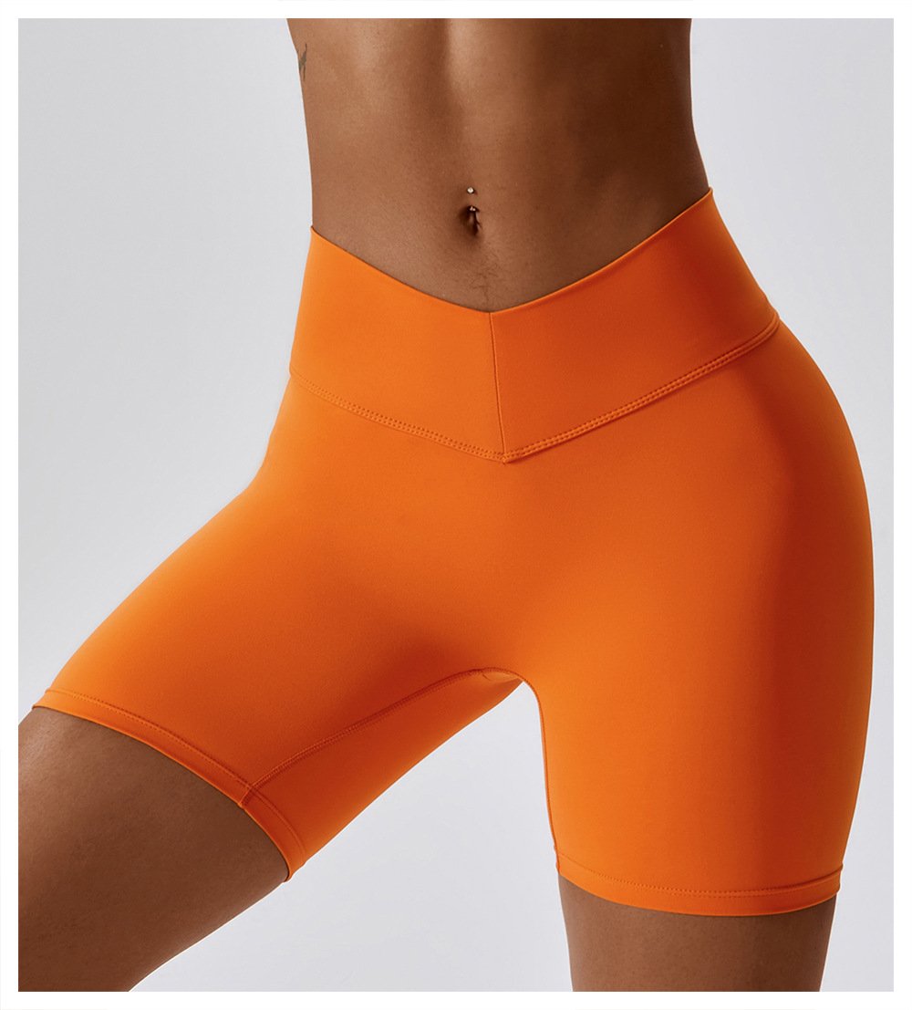 European And American Naked Tight Yoga Shorts Women's High Waist Hip-lifting Fitness Pants Running Tight Sports Shorts 8233