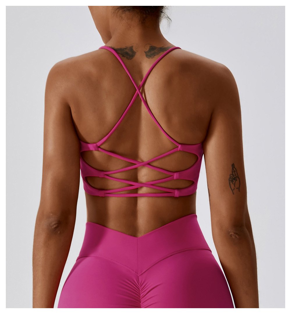 European And American Summer Shockproof Naked Yoga Bra Outer Wear Running Fitness Sports Underwear Beauty Back Yoga Vest 8233