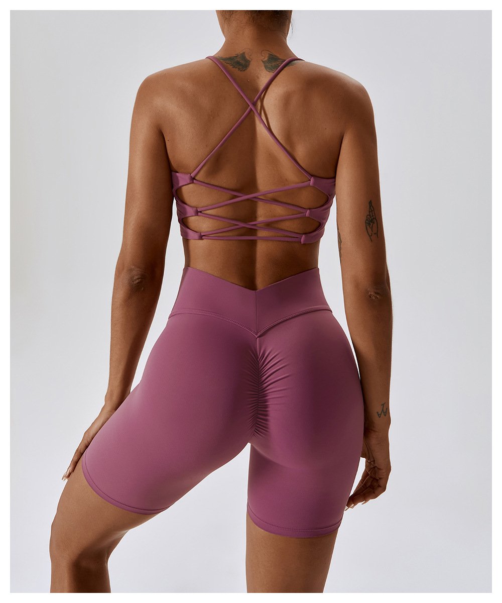 European And American Summer Shockproof Naked Yoga Bra Outer Wear Running Fitness Sports Underwear Beauty Back Yoga Vest 8233