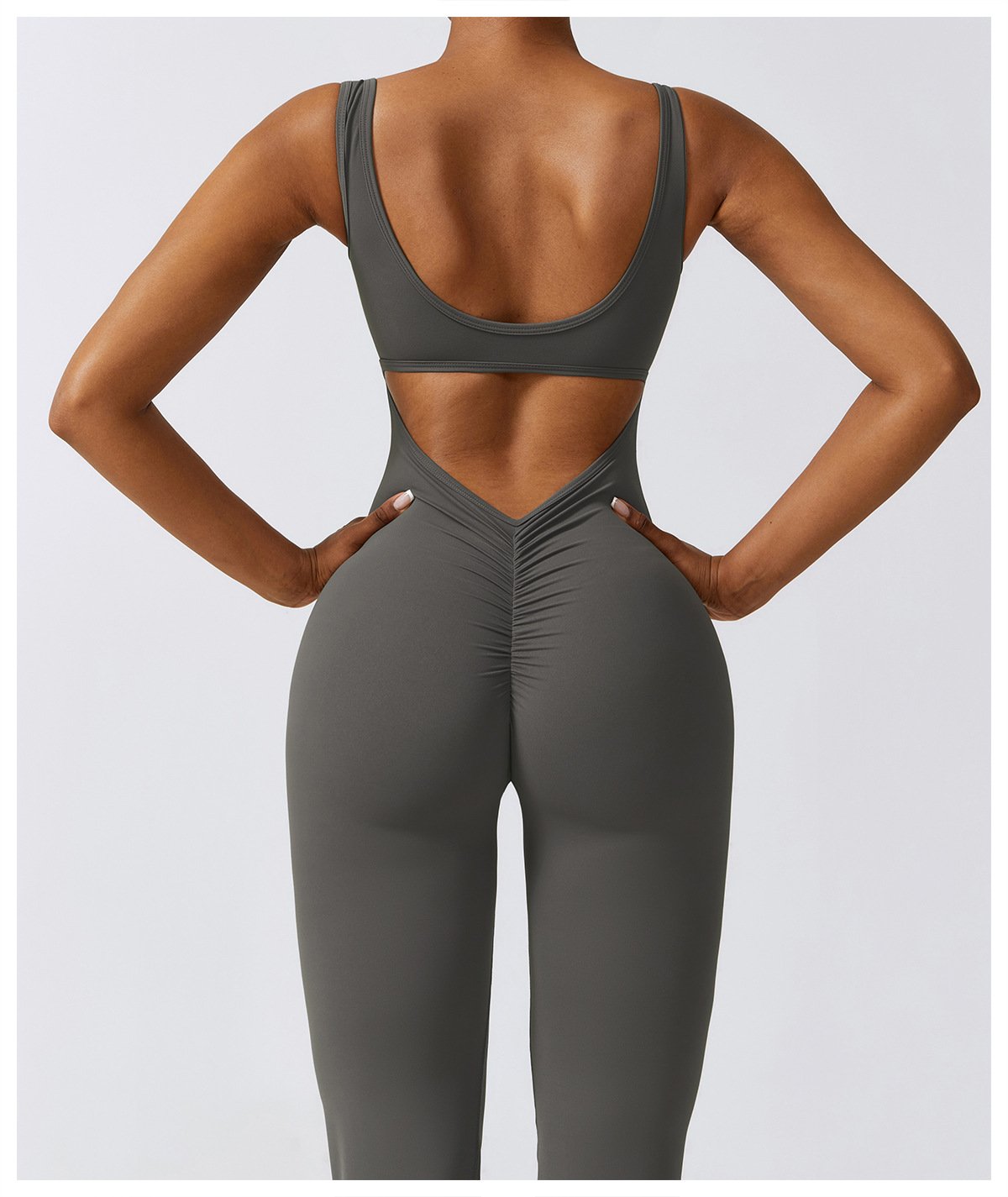 The United States Hollow-out Back Jumpsuit Peach Hip-lifting Sports Fitness Suit Micro-hora Jumpsuit Yoga Suit