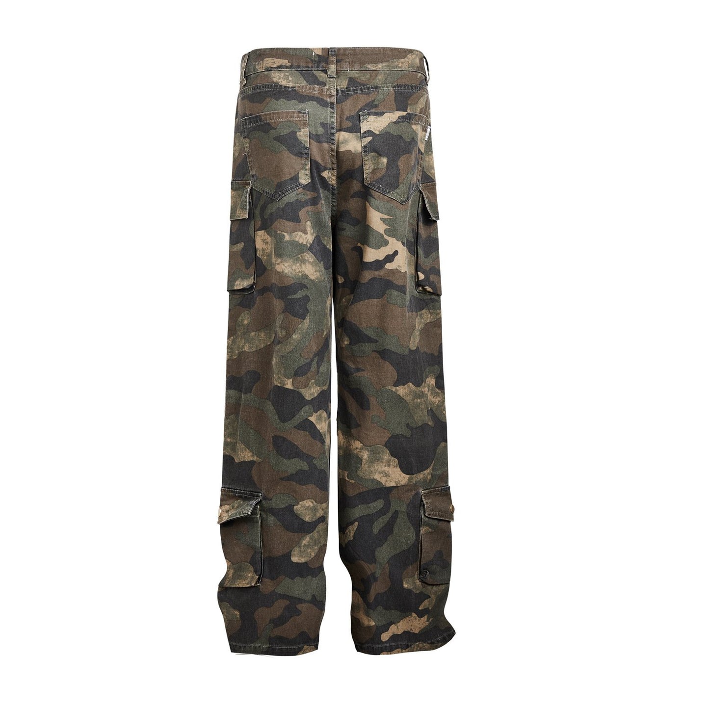 MADEEXTREME Summer Original American Style Maple Leaf Retro Multi-Pocket Overalls Street Loose Camouflage Trousers