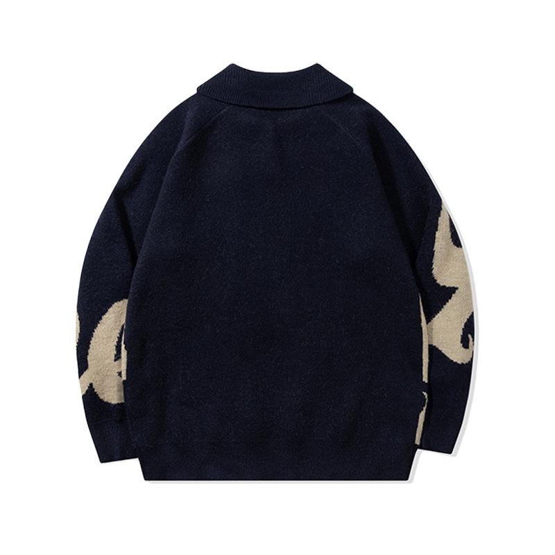 Vintage Letter Jacquard Loose All-match Couple's Round Neck Long-sleeved Sweater Sweater Autumn And Winter 2024