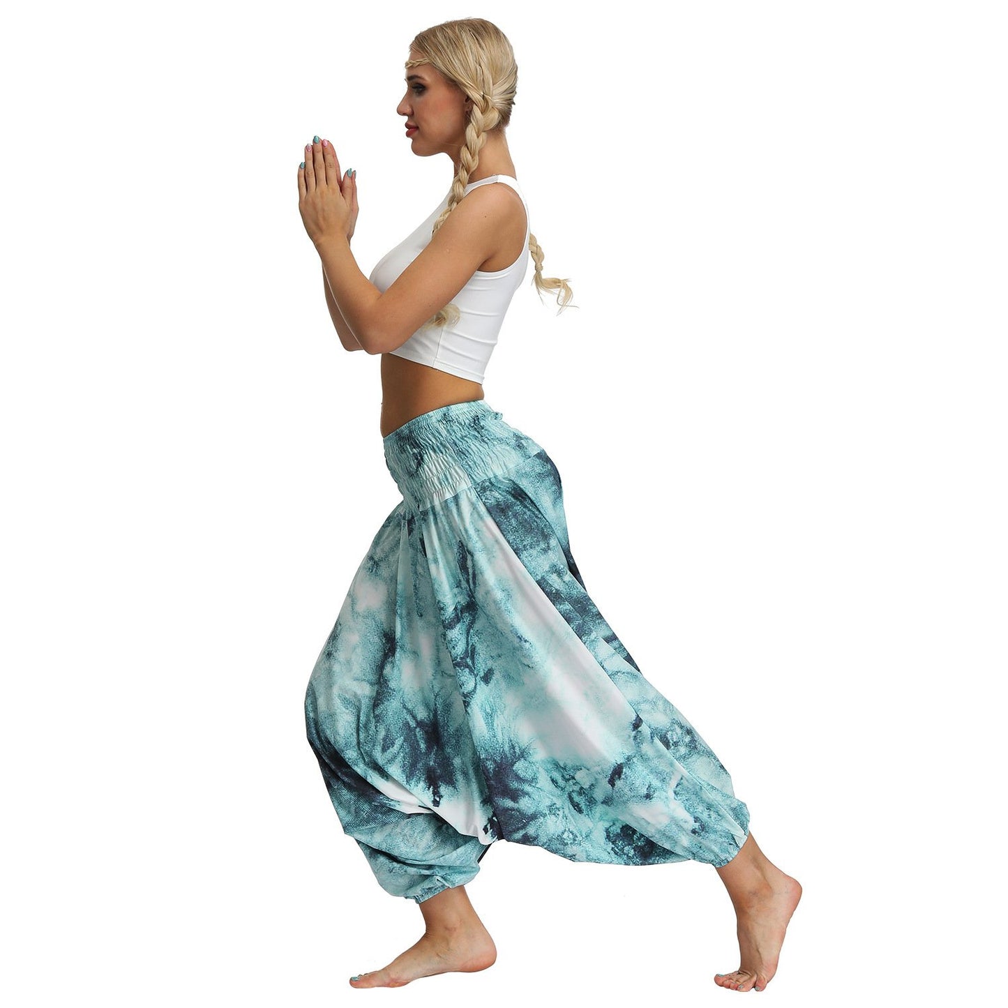 Amazon Explosions Tie-Dye Digital Printing Women's Sports Yoga Pants Large Size Loose Crotch Lantern Dance Pants