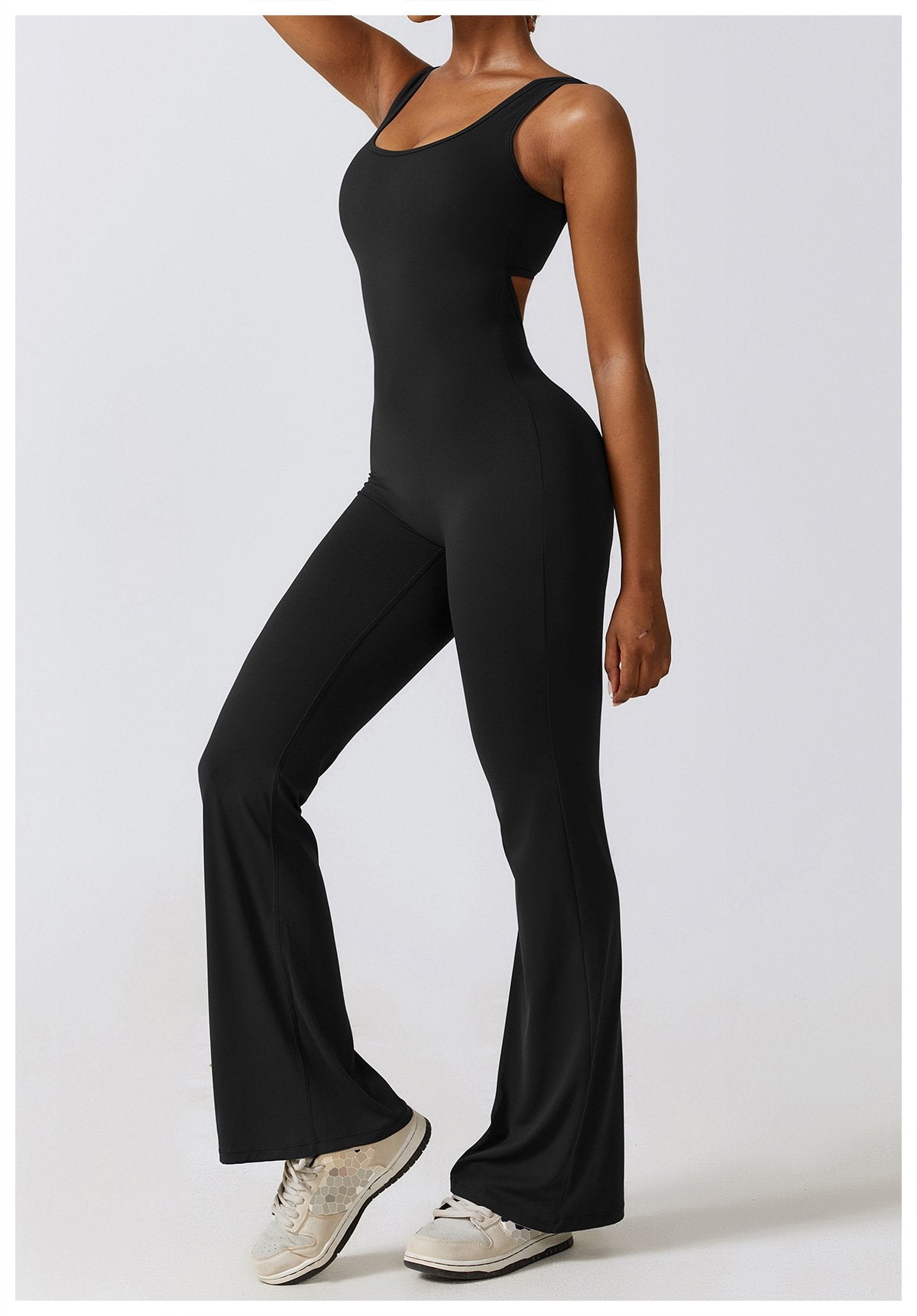 The United States Hollow-out Back Jumpsuit Peach Hip-lifting Sports Fitness Suit Micro-hora Jumpsuit Yoga Suit