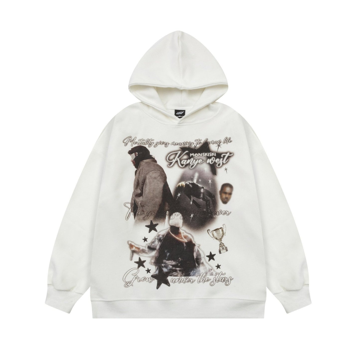 American-style Retro Kanye Figure Wash Sweater Men's And Women's Oversize Couple's Casual All-match Top