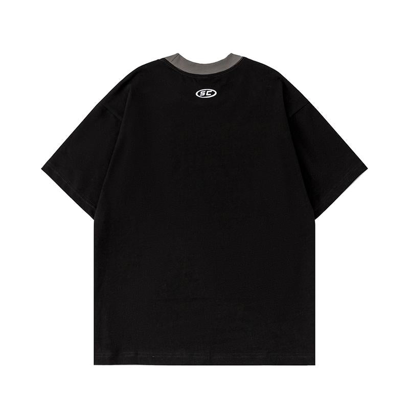T Shirts Oversize Streetwear Letter Print Short Sleeve Cotton Tee Casual Round Neck Summer Solid Color Sports Style