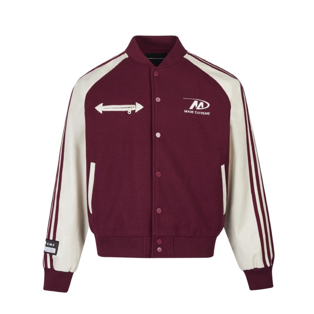Autumn And Winter American Retro Color-block Pu Leather Sleeve Street Jacket Sports Baseball Suit Jacket For Men And Women
