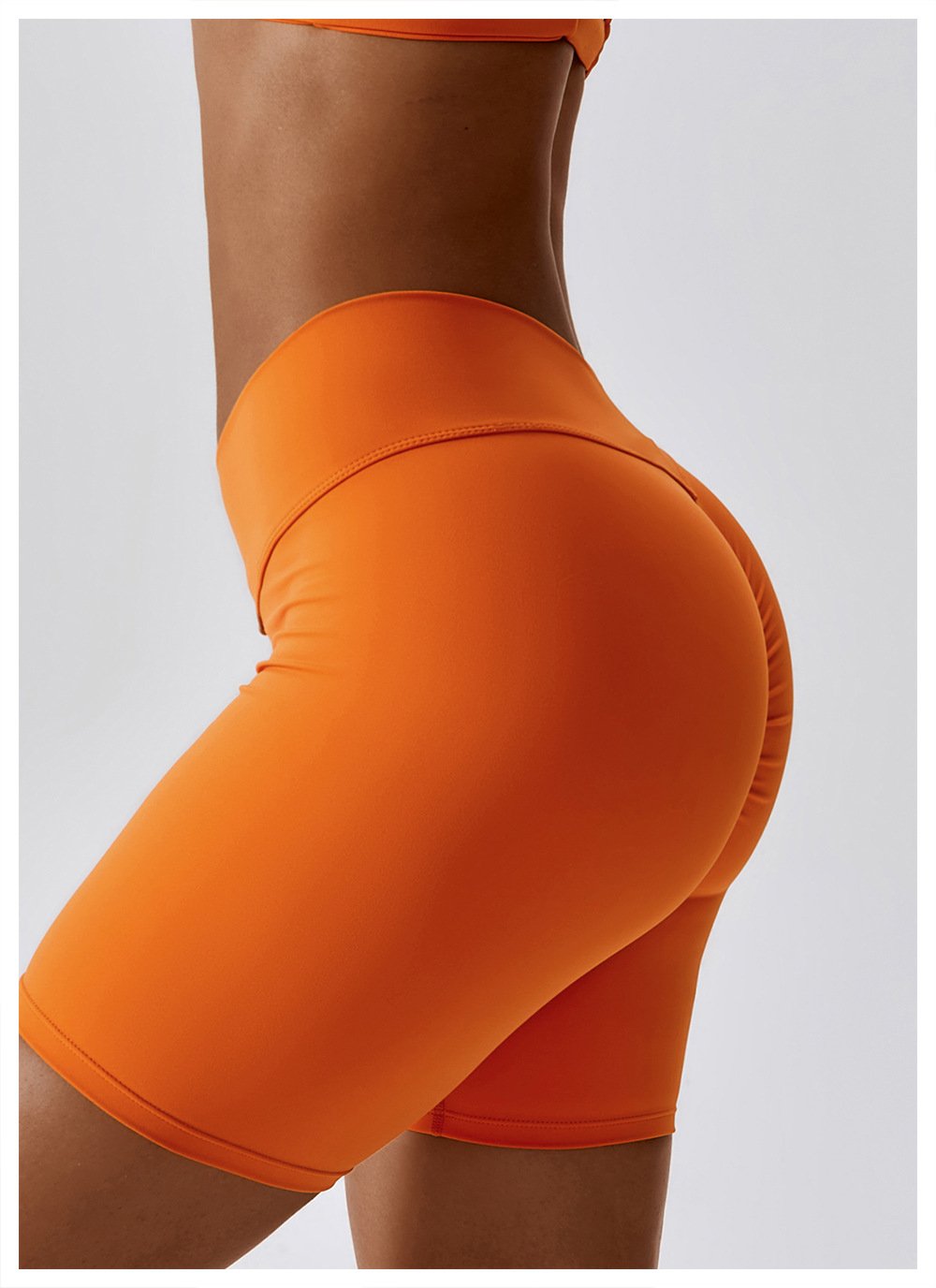 European And American Naked Tight Yoga Shorts Women's High Waist Hip-lifting Fitness Pants Running Tight Sports Shorts 8233