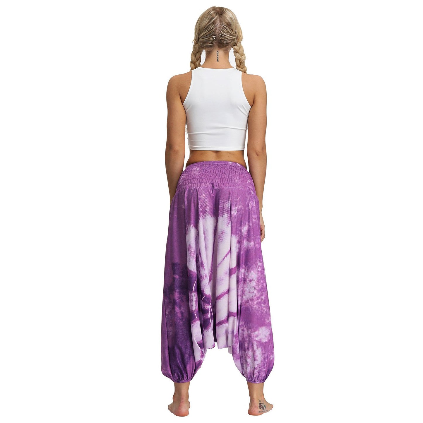 Amazon Explosions Tie-Dye Digital Printing Women's Sports Yoga Pants Large Size Loose Crotch Lantern Dance Pants