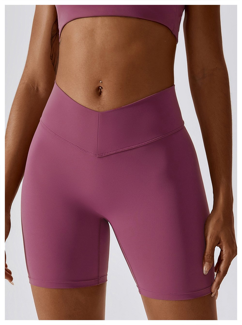 European And American Naked Tight Yoga Shorts Women's High Waist Hip-lifting Fitness Pants Running Tight Sports Shorts 8233