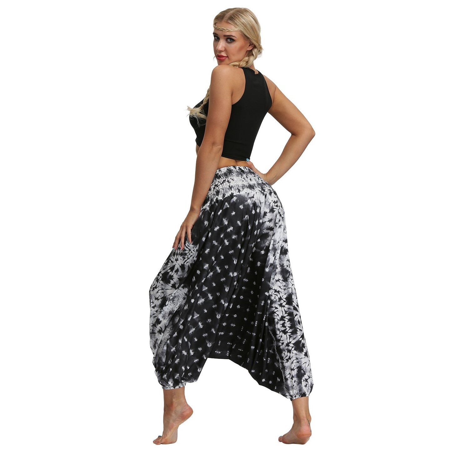 Amazon Explosions Tie-Dye Digital Printing Women's Sports Yoga Pants Large Size Loose Crotch Lantern Dance Pants