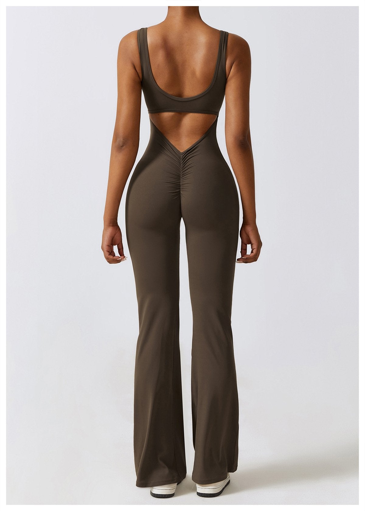 The United States Hollow-out Back Jumpsuit Peach Hip-lifting Sports Fitness Suit Micro-hora Jumpsuit Yoga Suit