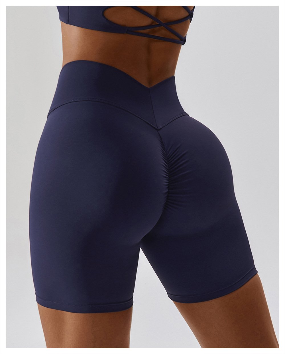 European And American Naked Tight Yoga Shorts Women's High Waist Hip-lifting Fitness Pants Running Tight Sports Shorts 8233