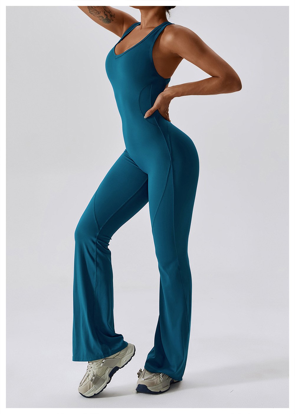 European And American Quick-drying Tight-fitting Yoga Suit Dance Sports Fitness Suit Hip-lifting And Abdominal-tightening Micro-hora Lianhe Yoga Suit 8117